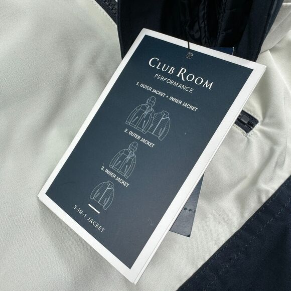 Club Room Mens 3-In-1 Hooded Colorblock Jacket White Navy XL - Picture 3 of 7